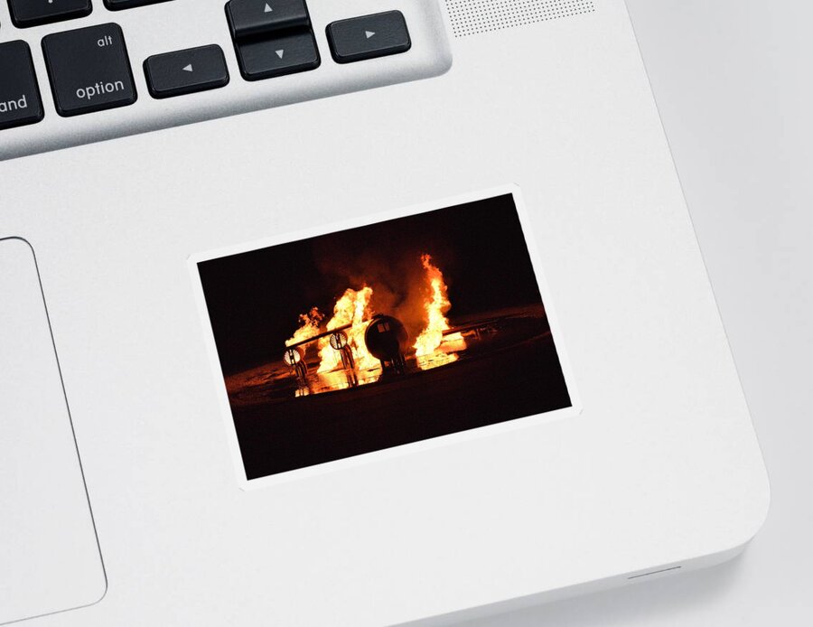 Burning Sticker featuring the photograph Plane Heats Up by Aaron Martens