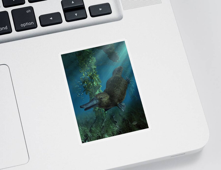 Platypus Sticker featuring the digital art Platypus by Daniel Eskridge