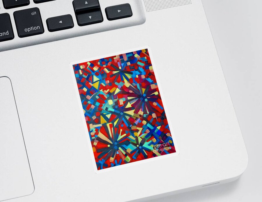 Abstract Sticker featuring the painting Poetry In Motion 051108 by Selena Boron