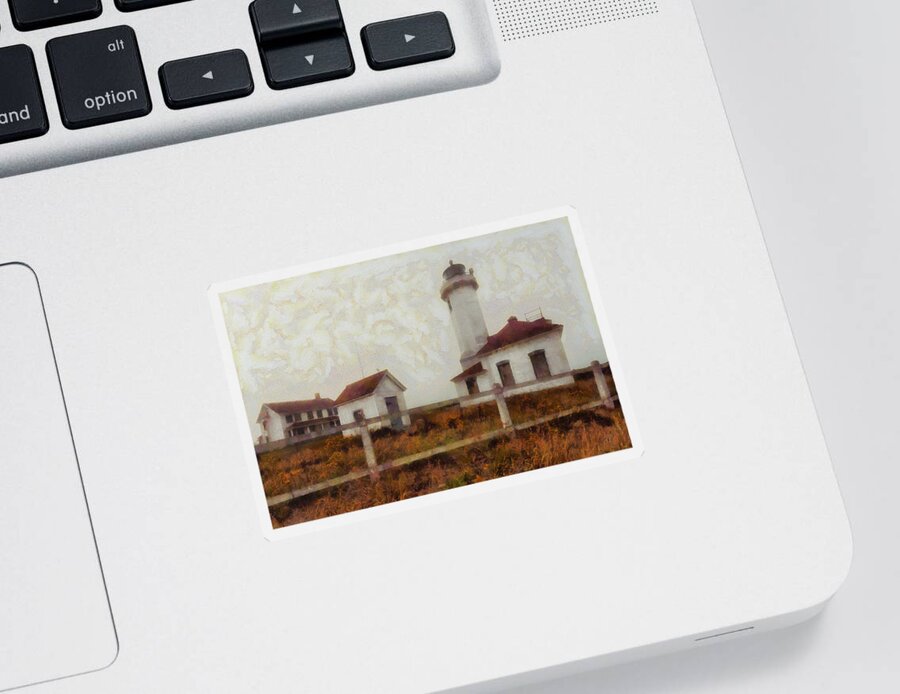 Fort Warden Sticker featuring the digital art Point Wilson Lighthouse by Mark Kiver