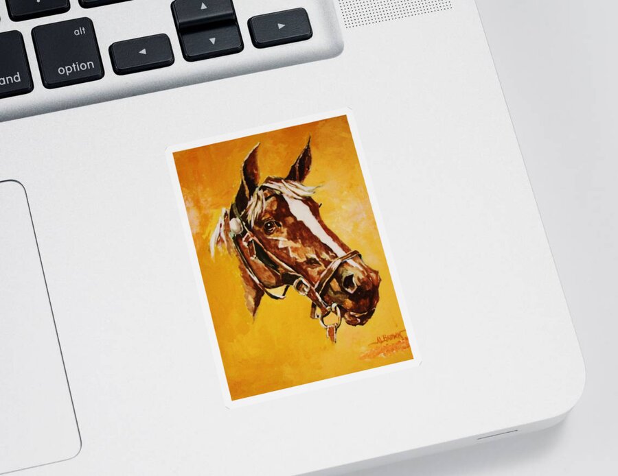 Horses Sticker featuring the painting Poised in a Holter by Al Brown