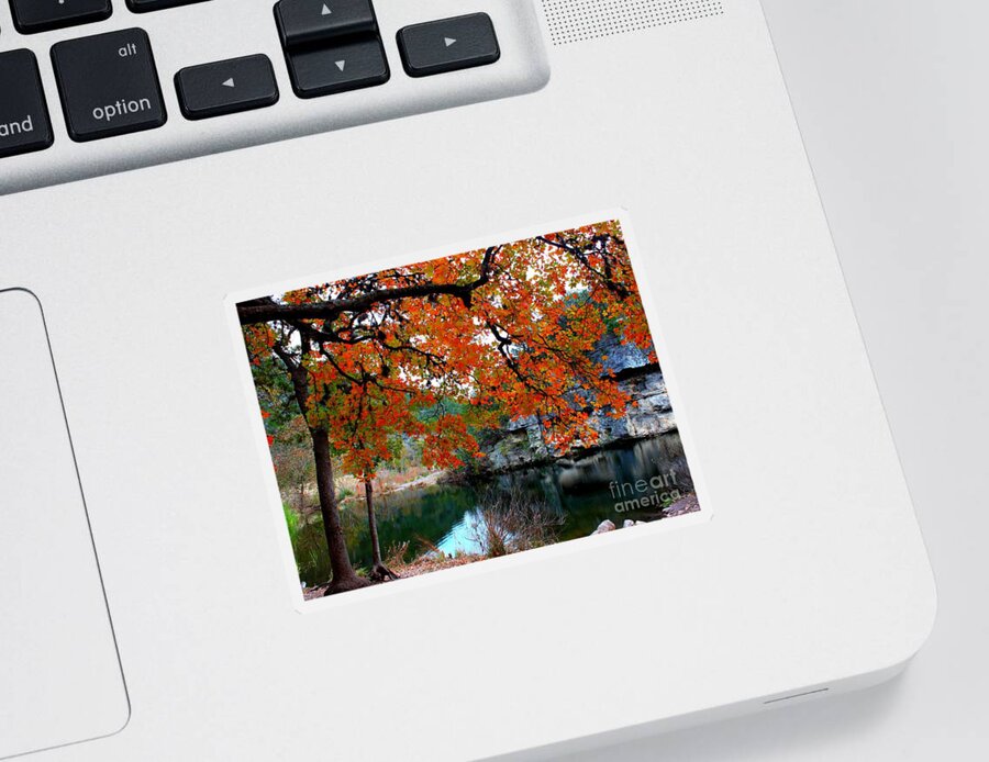 Pond Sticker featuring the photograph Fall at Lost Maples State Natural Area by Michael Tidwell