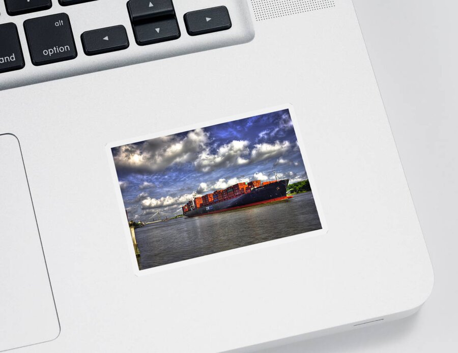 Reid Callaway Port Of Savannah Sticker featuring the photograph Port Of Savannah Shipping Lanes by Reid Callaway
