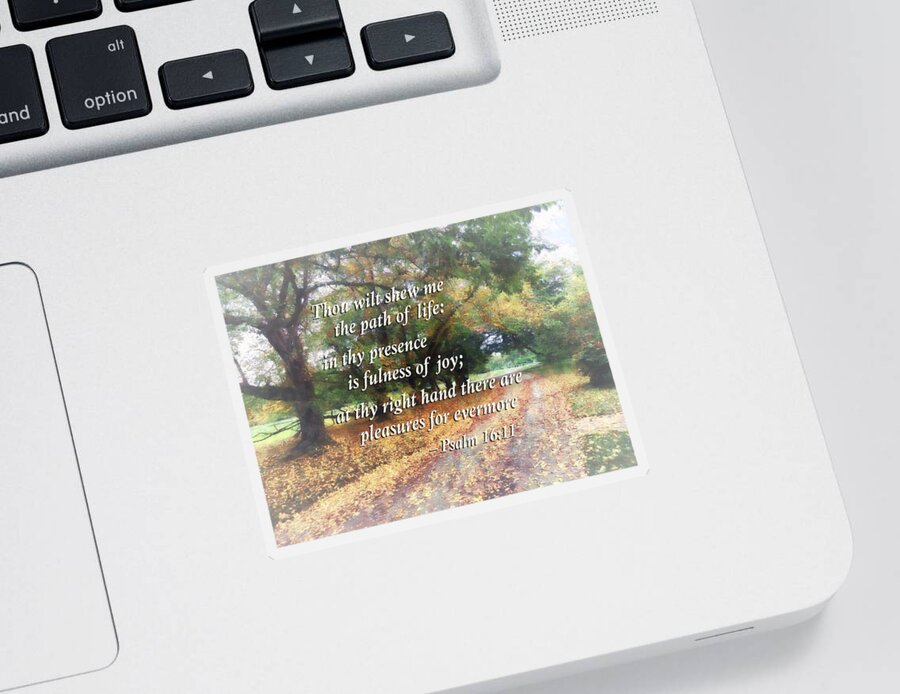 Religious Sticker featuring the photograph Psalm 16 11 Thou wilt shew me the path of life by Susan Savad