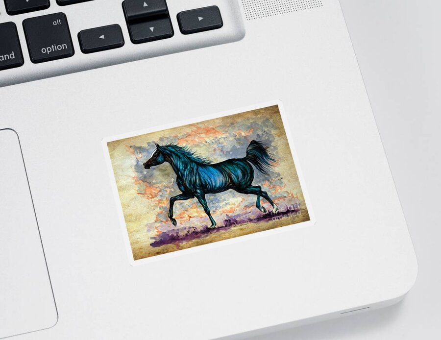 Horse Sticker featuring the painting Psychedelic Blue by Ang El
