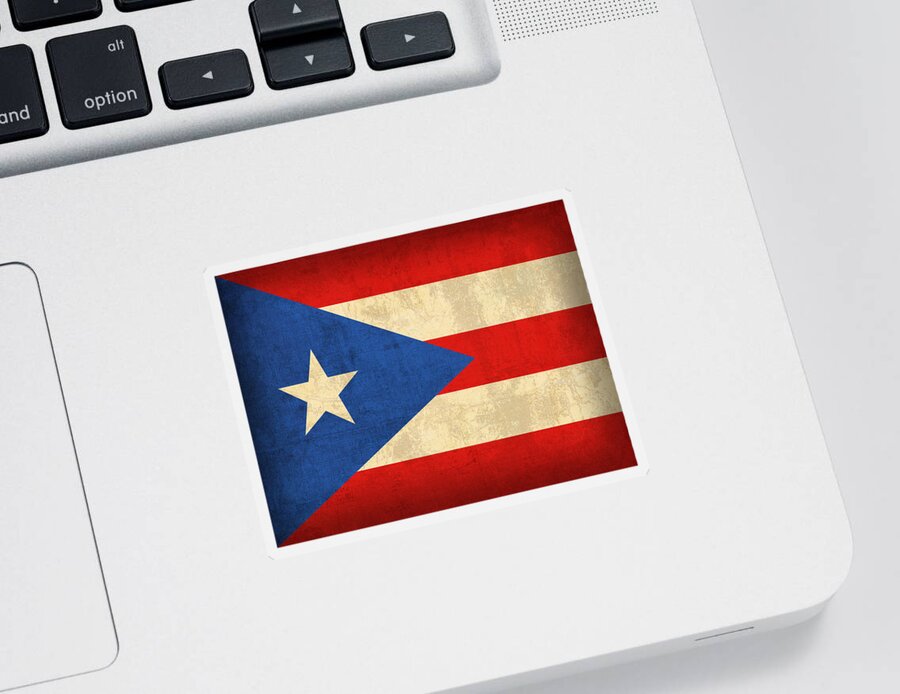 Puerto Sticker featuring the mixed media Puerto Rico Flag Vintage Distressed Finish by Design Turnpike