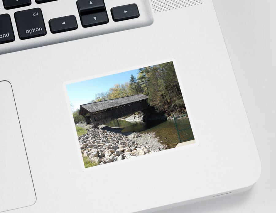 Greenfield Sticker featuring the photograph Pumping Station Covered Bridge by Catherine Gagne