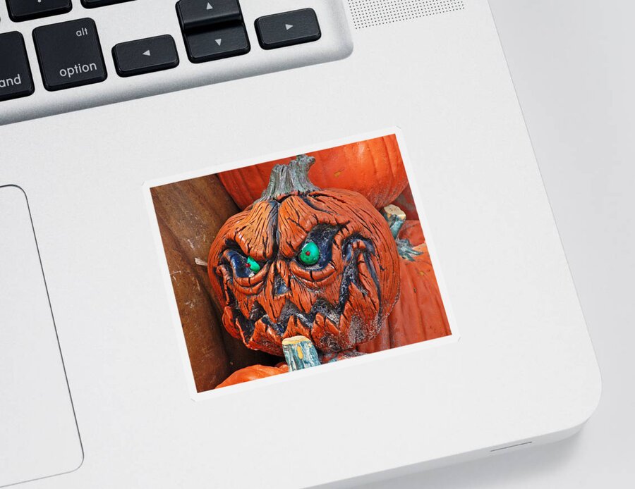 Pumpkin Sticker featuring the photograph Pumpkin Face by Aimee L Maher ALM GALLERY