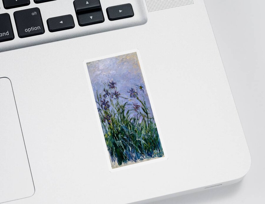Purple Sticker featuring the painting Purple Irises by Claude Monet
