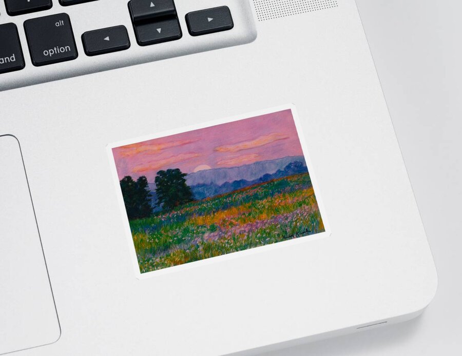 Kendall Kessler Sticker featuring the painting Purple Sunset on the Blue Ridge by Kendall Kessler