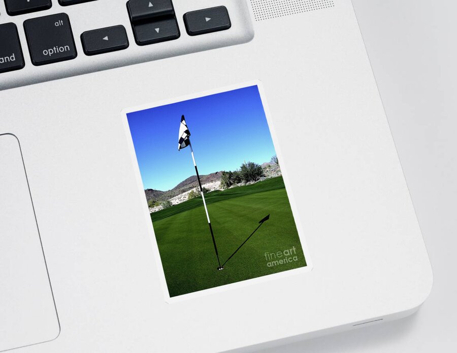Activity Sticker featuring the photograph Putting Green and Flag on Golf Course by Bryan Mullennix