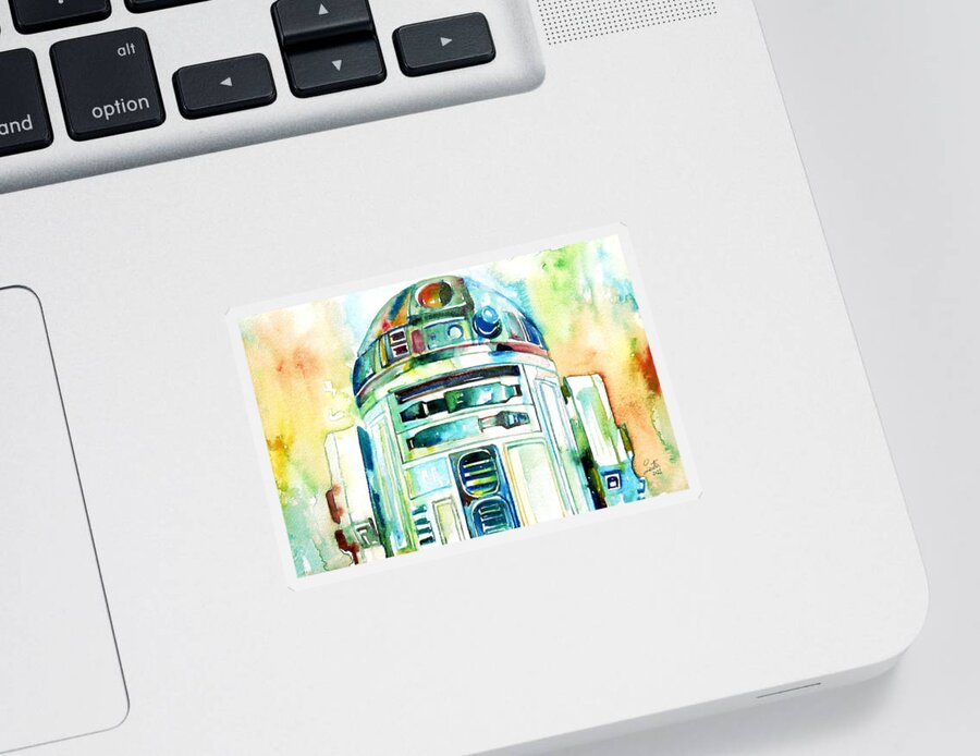 R2-d2 Sticker featuring the painting R2-d2 Watercolor Portrait by Fabrizio Cassetta