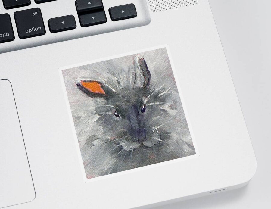 Rabbit Sticker featuring the painting Rabbit Fluff by Nancy Merkle