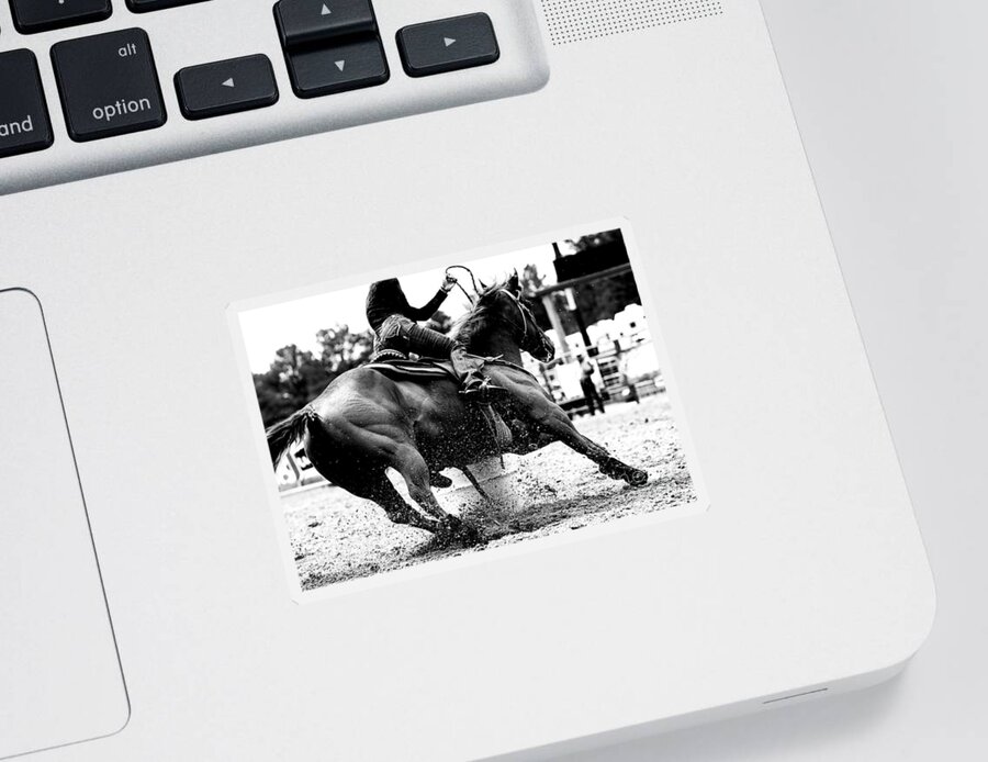 Horse Sticker featuring the photograph Racing the Barrels by Lincoln Rogers