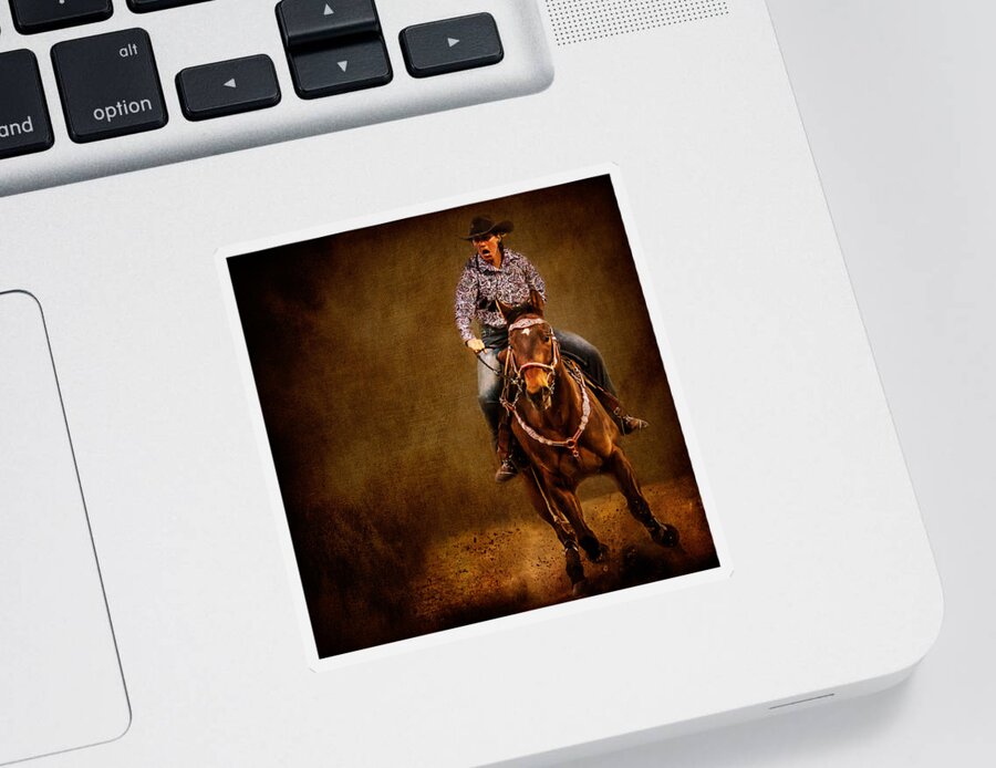 Female Barrel Racer Sticker featuring the photograph Racing to Win by Eleanor Abramson