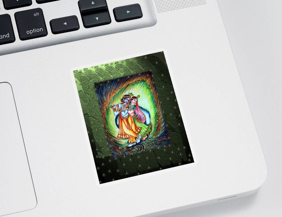 Krishna Sticker featuring the painting Radha Krishna by Harsh Malik
