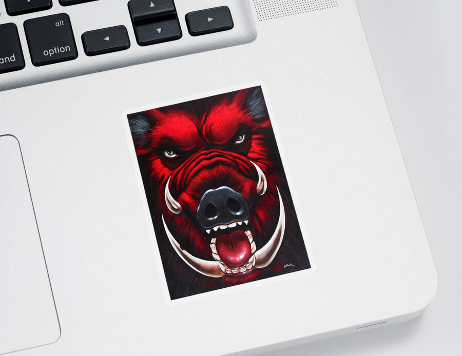 Hog Sticker featuring the painting Raging Hog by Glenn Pollard