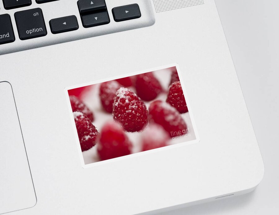 Abundance Sticker featuring the photograph Raspberries Sprinkled With Sugar by Jim Corwin
