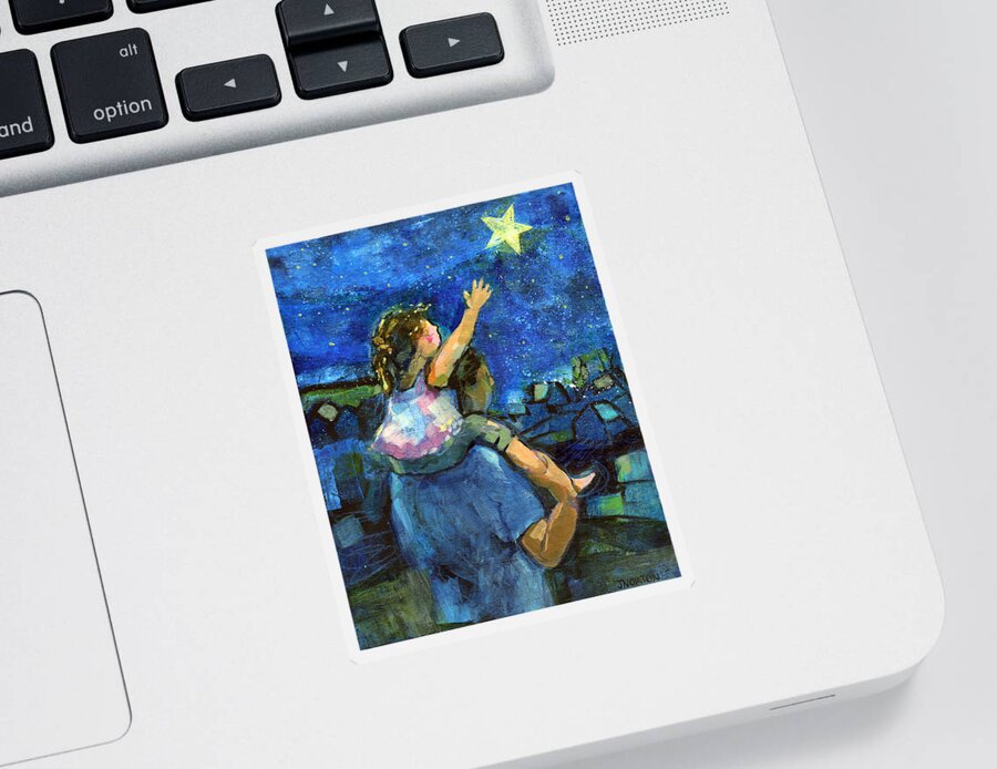 Jen Norton Sticker featuring the painting Reach for the Stars by Jen Norton