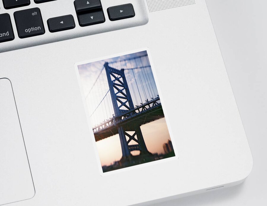 Richard Reeve Sticker featuring the photograph Recesky - Ben Franklin Bridge by Richard Reeve