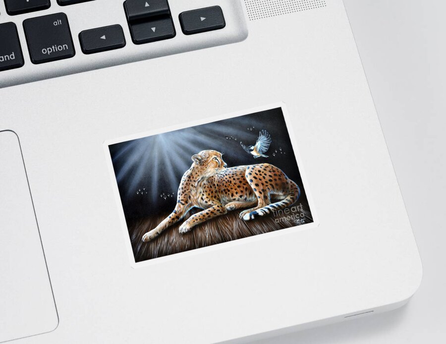 Cheetah Sticker featuring the painting Reclusion by Lachri