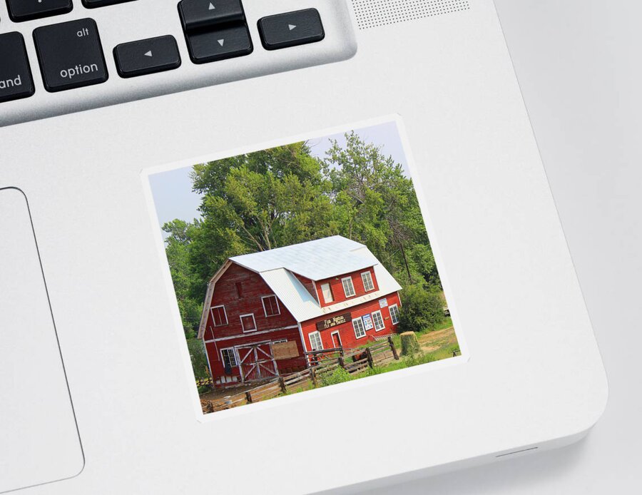 Barn Sticker featuring the photograph Red Barn by Cathy Anderson