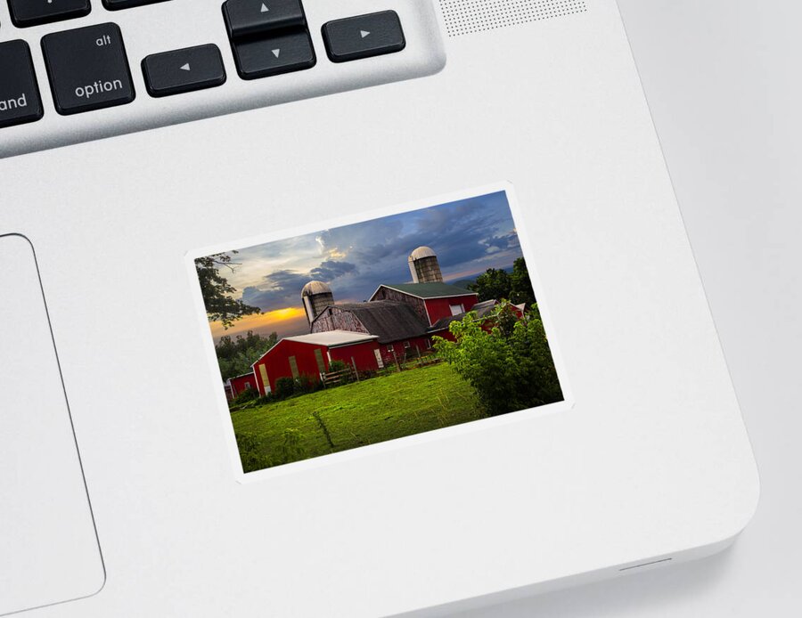 Appalachia Sticker featuring the photograph Red Barns by Debra and Dave Vanderlaan