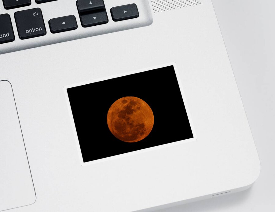 Moon Sticker featuring the photograph Red Moon by Bradford Martin