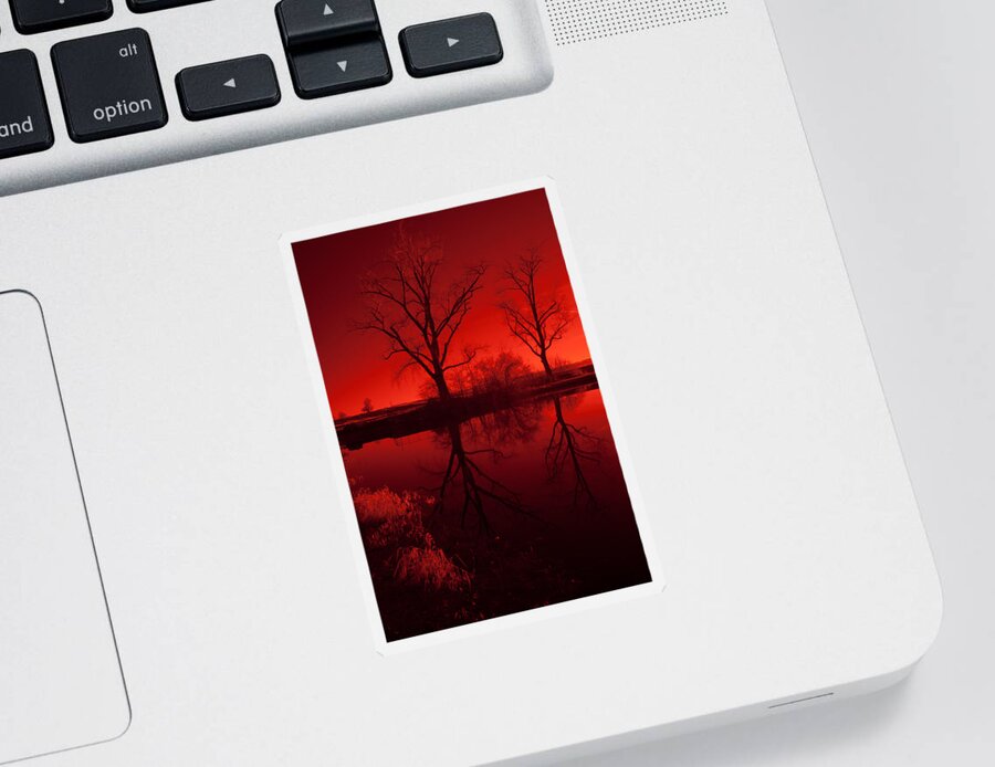 Lake Sticker featuring the photograph Red Reflections by Miguel Winterpacht