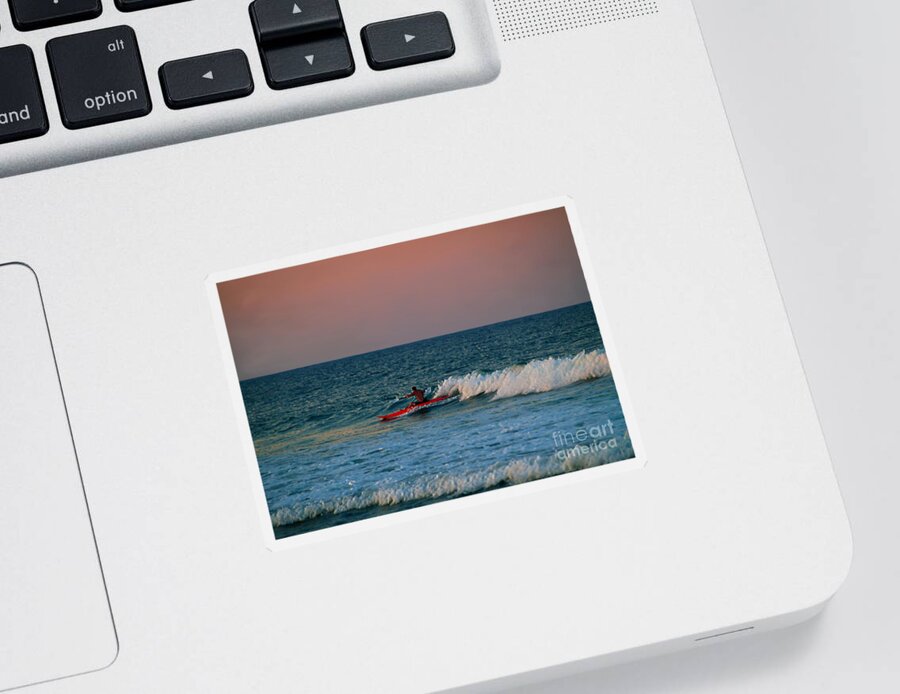 Ocean Photography Sticker featuring the photograph Red Sky at Night by Patricia Griffin Brett