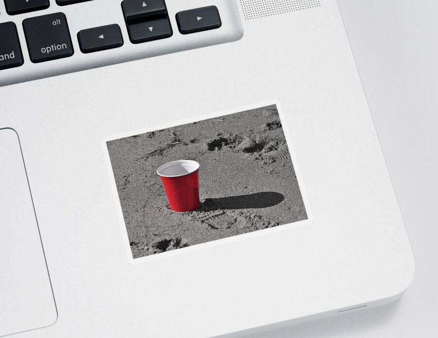 Red Solo Cup Sticker featuring the mixed media Red Solo Cup by Trish Tritz