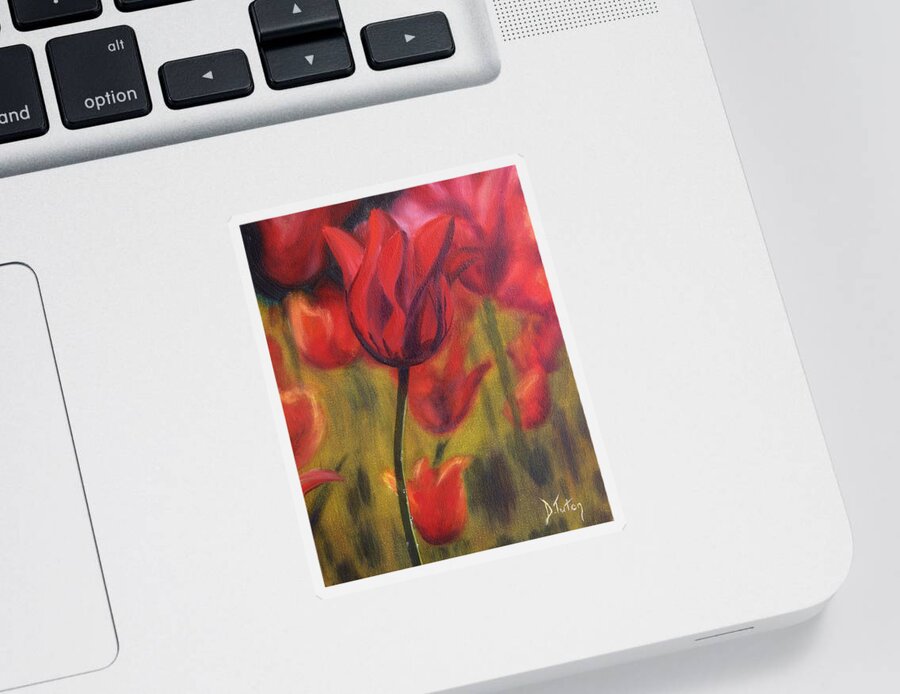Tulip Sticker featuring the painting Red Tulips by Donna Tuten