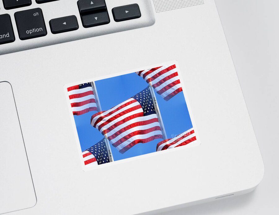 American Flag Sticker featuring the photograph Red White and Blue by Judy Palkimas