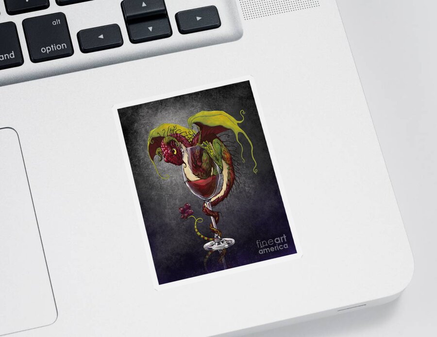 Dragon Sticker featuring the digital art Red Wine Dragon by Stanley Morrison