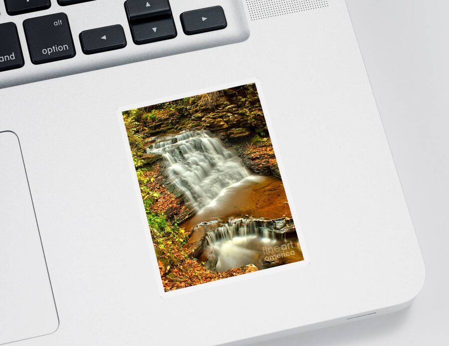 Waterfall Sticker featuring the photograph Ricketts Glen - Delaware Falls by Nick Zelinsky Jr