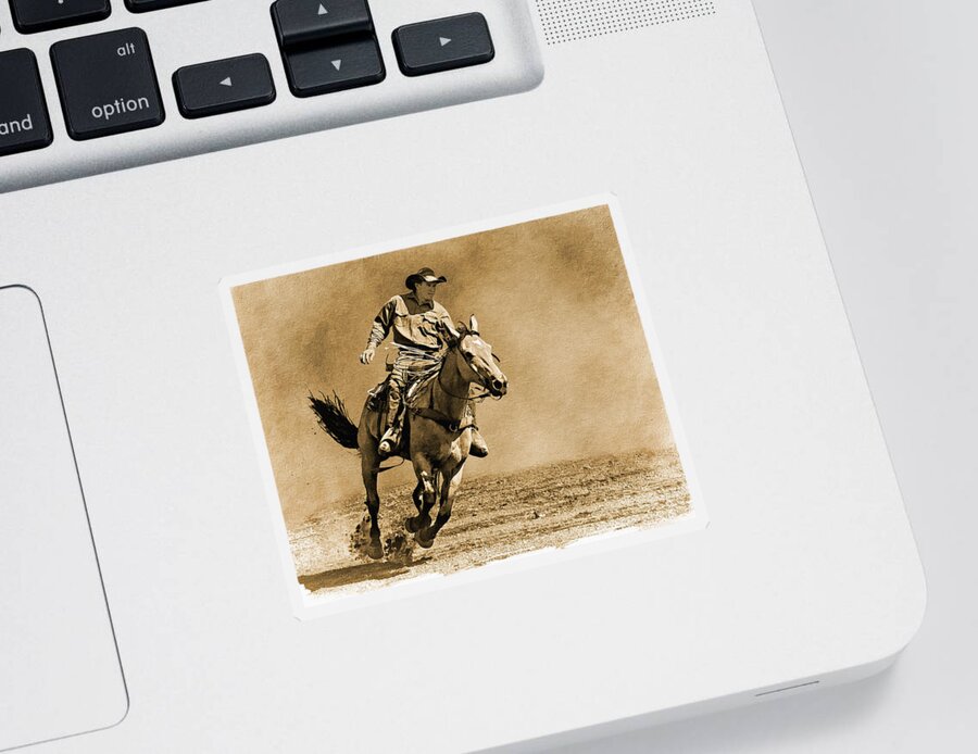 Horse Sticker featuring the photograph Ridin' Hard by Priscilla Burgers