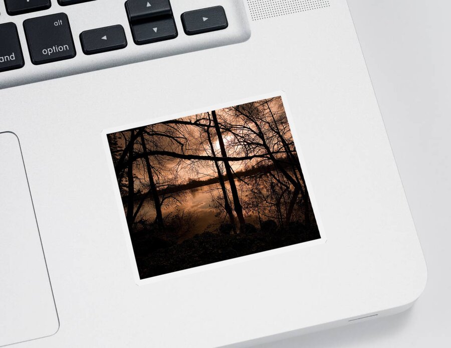 Nature Photography Sticker featuring the photograph River Sunset by Bonnie Bruno