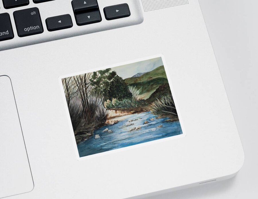 Artwork Sticker featuring the painting Riverscape by Lee Beuther