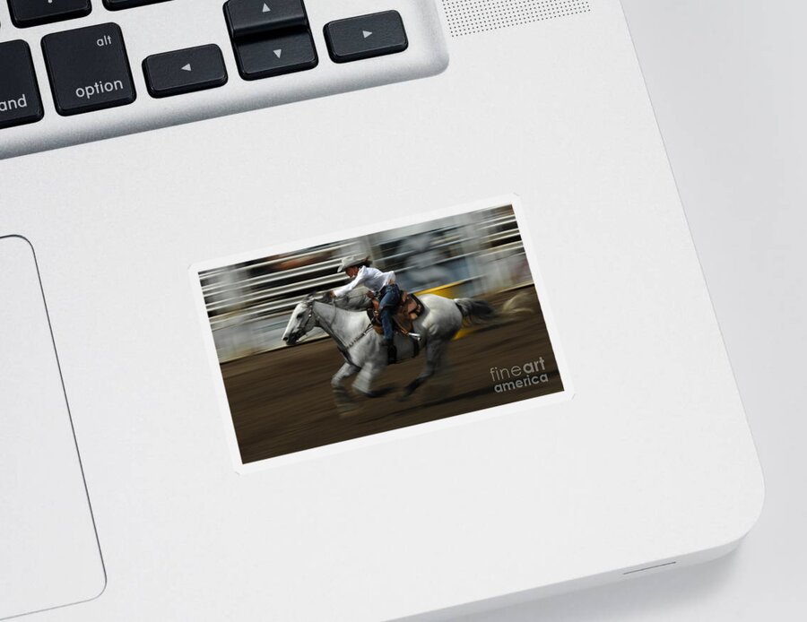Horse Sticker featuring the photograph Rodeo Riding A Hurricane 1 by Bob Christopher
