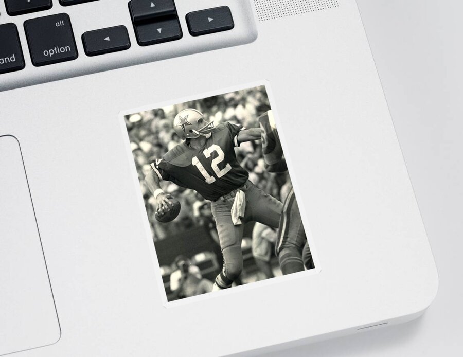 Roger Sticker featuring the photograph Roger Staubach Vintage NFL Poster by Gianfranco Weiss
