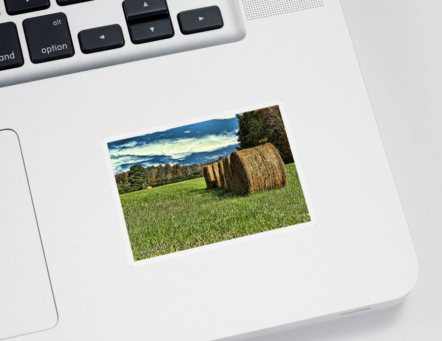 Hay Sticker featuring the photograph Rolled Hay Bales HDR Art by Lesa Fine