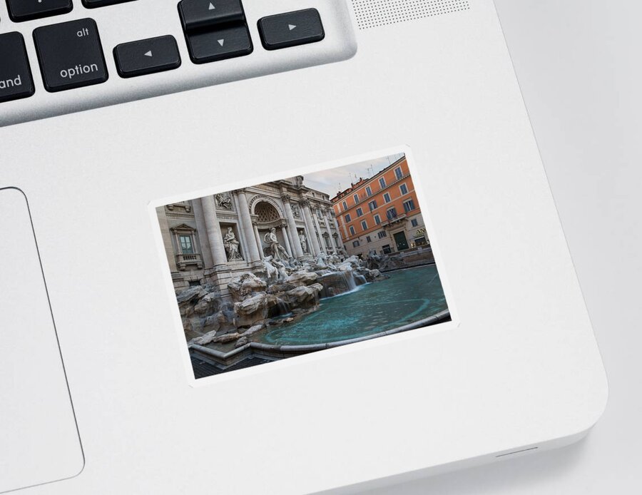Trevi Fountain Sticker featuring the photograph Rome's Fabulous Fountains - Trevi Fountain No Tourists by Georgia Mizuleva