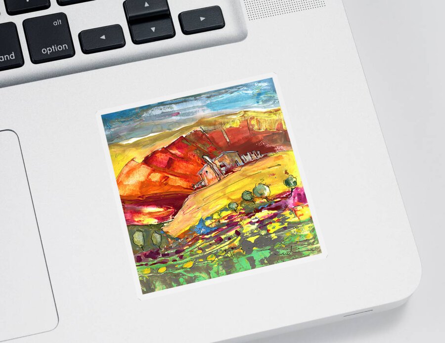 Travel Sticker featuring the painting Ronda 04 by Miki De Goodaboom