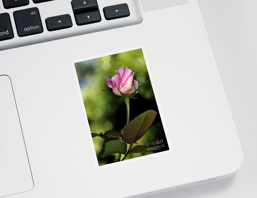 Floral Sticker featuring the digital art Rose Bud by Kirt Tisdale