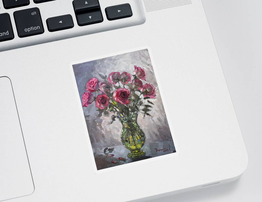 Roses Sticker featuring the painting Roses for Viola 2 by Ylli Haruni