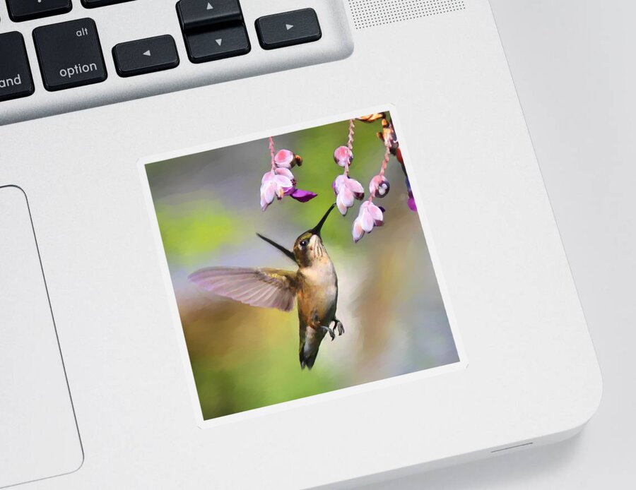 Hummingbird Sticker featuring the photograph Ruby-throated Hummingbird - Digital Art by Travis Truelove