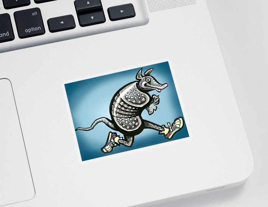 Armadillo Sticker featuring the digital art Running Armadillo by Kevin Middleton