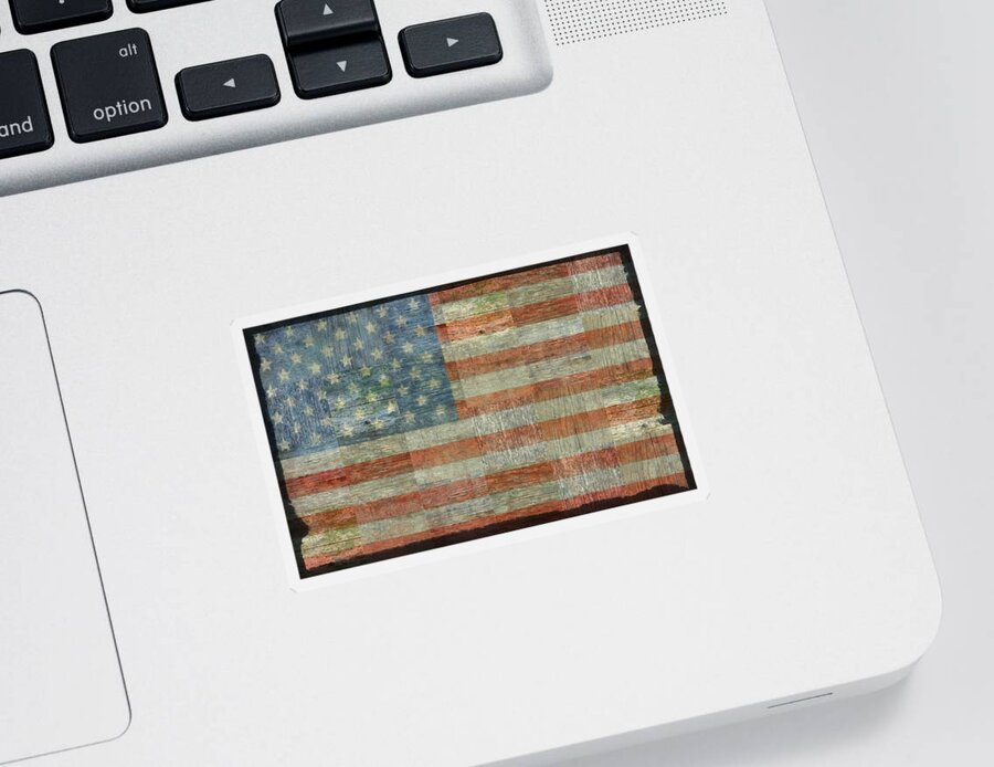 Flag Sticker featuring the photograph Rustic American Flag by Michelle Calkins