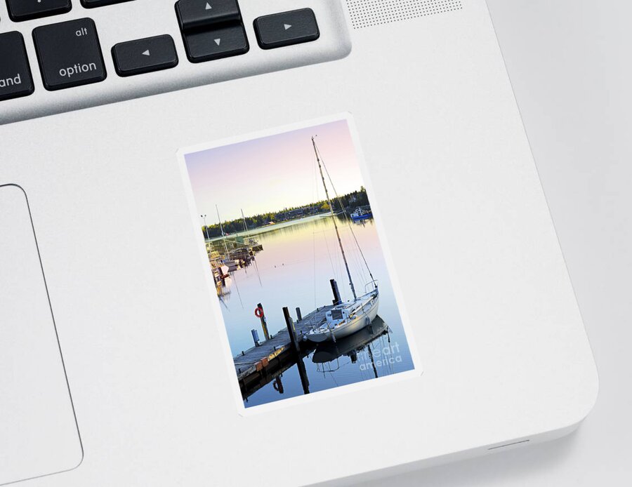 Boat Sticker featuring the photograph Sailboat at sunrise by Elena Elisseeva