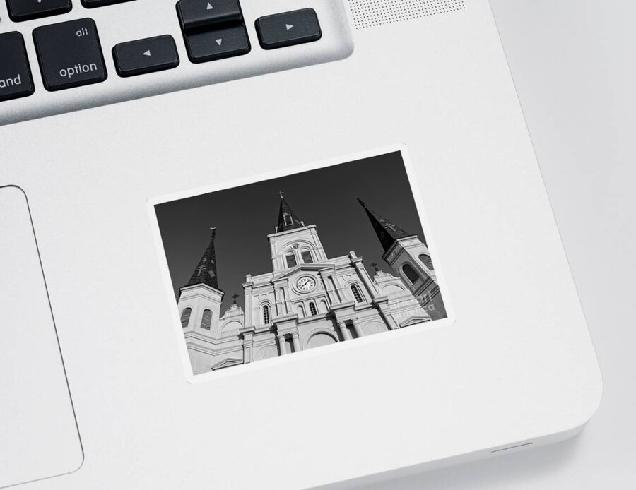 Architect Sticker featuring the photograph Saint Louis Cathedral Spires BW by Jerry Fornarotto